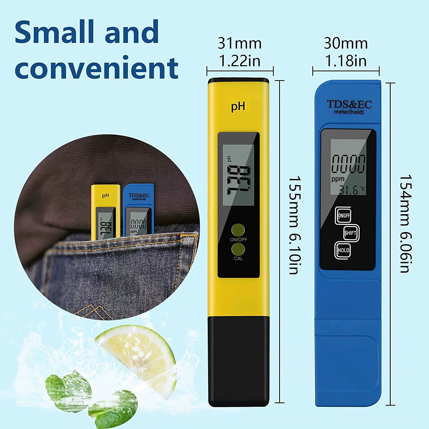 TDS Meter Digital Water Tester Digital 0-14 PH Meter Tester 0-9990Ppm TDS&EC LCD Water Purity PPM Aquarium Filter with Batteries
