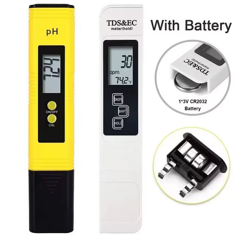 TDS Meter Digital Water Tester Digital 0-14 PH Meter Tester 0-9990Ppm TDS&EC LCD Water Purity PPM Aquarium Filter with Batteries