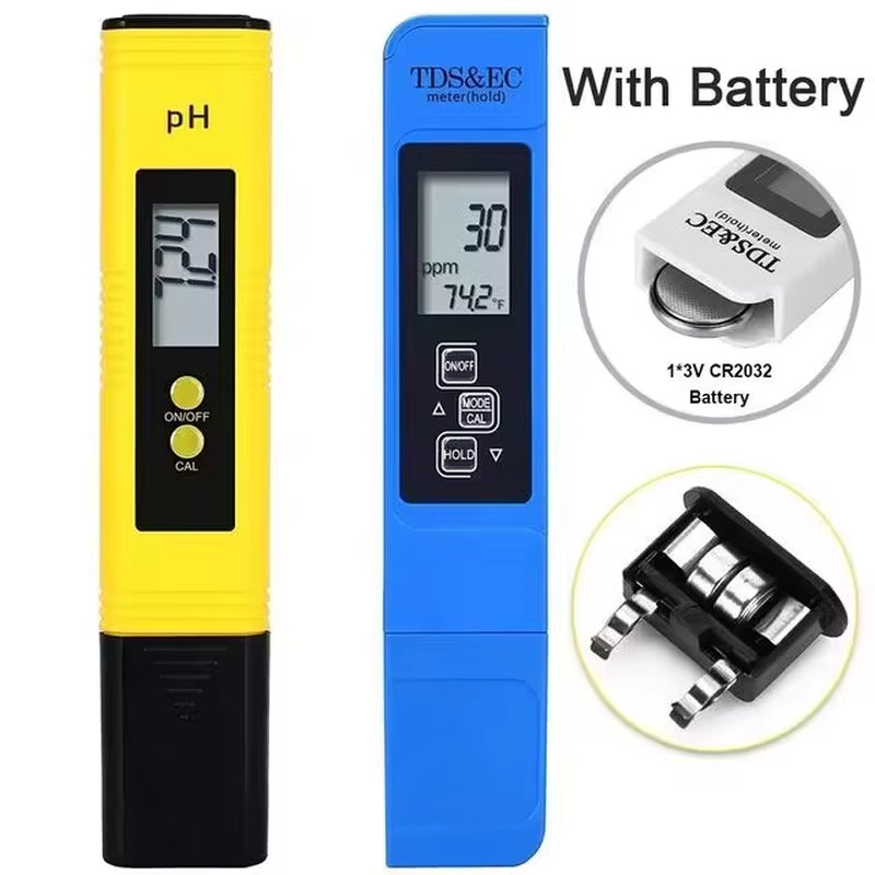 TDS Meter Digital Water Tester Digital 0-14 PH Meter Tester 0-9990Ppm TDS&EC LCD Water Purity PPM Aquarium Filter with Batteries