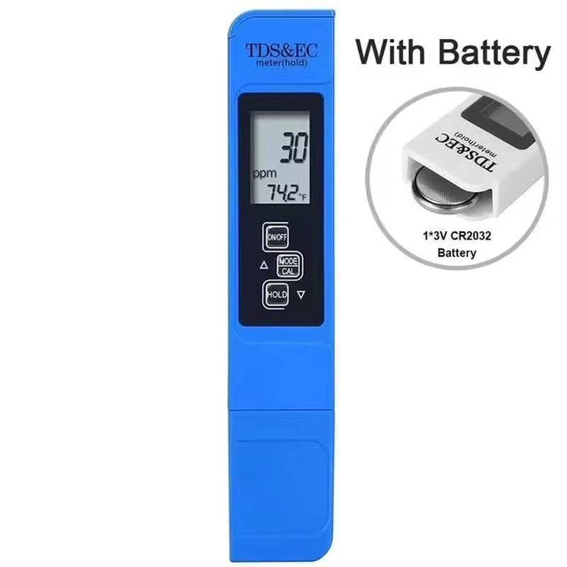 TDS Meter Digital Water Tester Digital 0-14 PH Meter Tester 0-9990Ppm TDS&EC LCD Water Purity PPM Aquarium Filter with Batteries